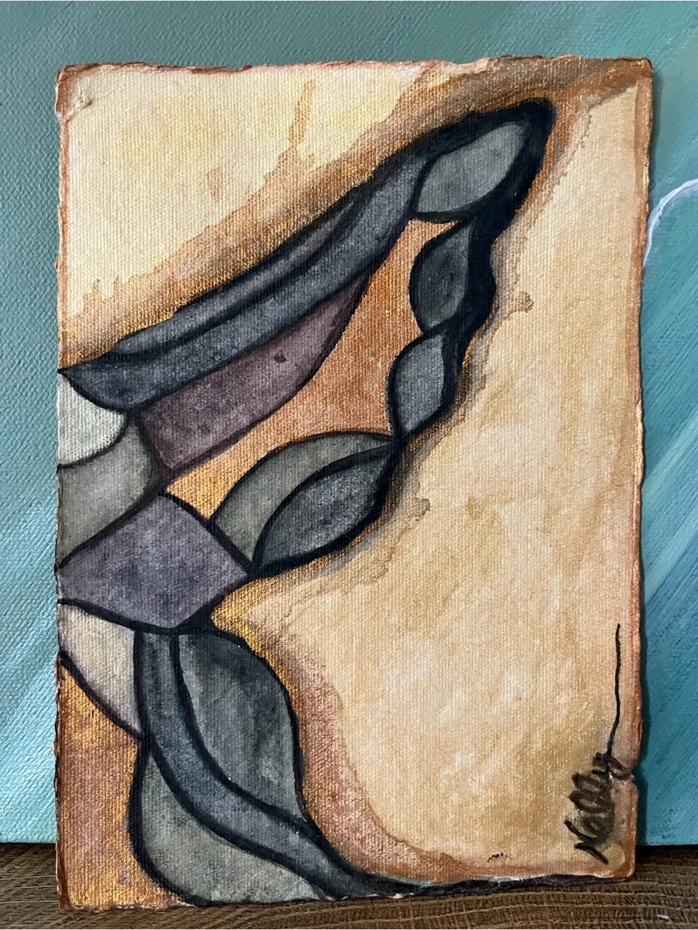 Abstract Winged Canvas Wall Art in Beige and Gray - Unbranded - Picture 1 of 1